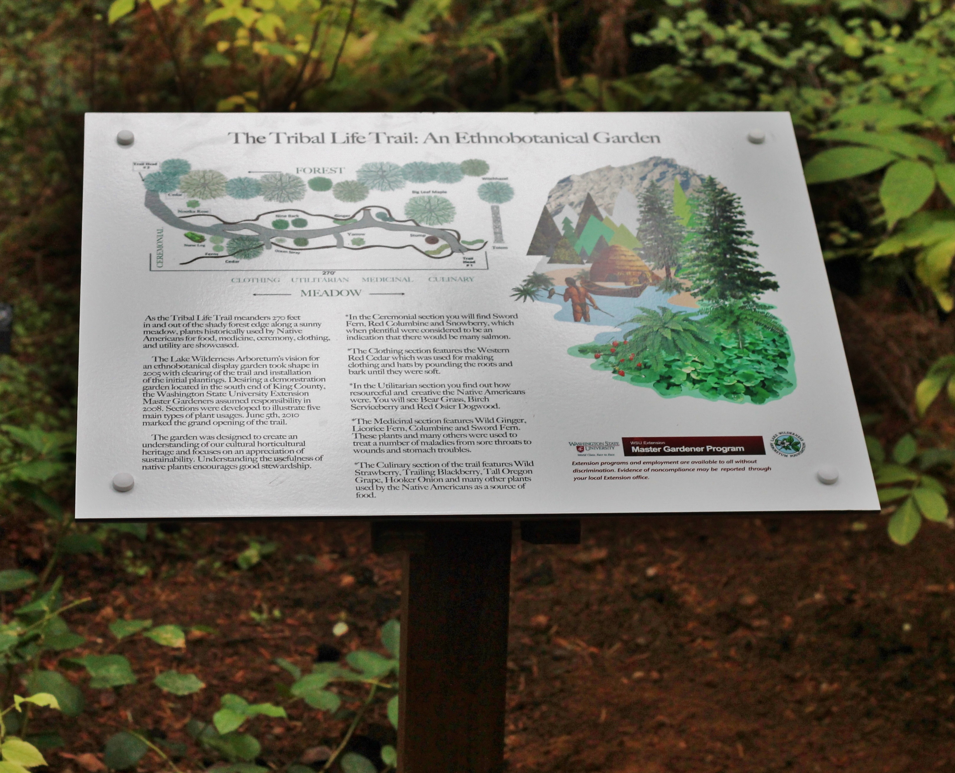 Lake Wilderness Arboretum - Tribal Life Trail Sign